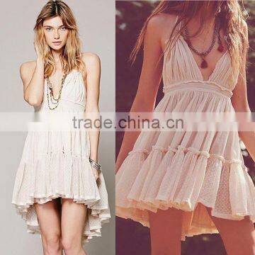 2016 Fashion Summer Beach Dress Backless Halter Dress