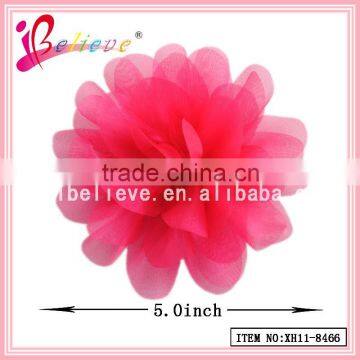 Girls fashion hair ornaments wholesale 5 inch solid organza flower hairgrips (XH11-8466)