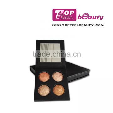 4 color baked mixed-color eyeshadow with paper package and mirror