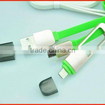 Flat 2 in 1 Micro USB Cable /USB Charger Cable With Stripe photo-2
