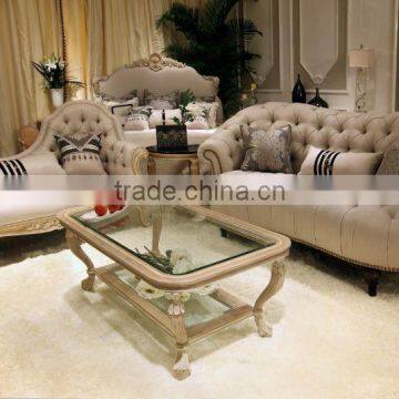 French style living room furniture set Wood living room sofa set