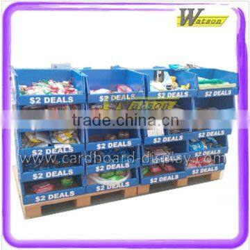 good quality supermarket chain store paper cardboard pallet display for daily necessities