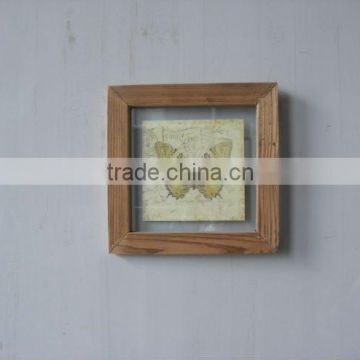 happy shopping square primitive shabby butterfly wood picture-photo-frame