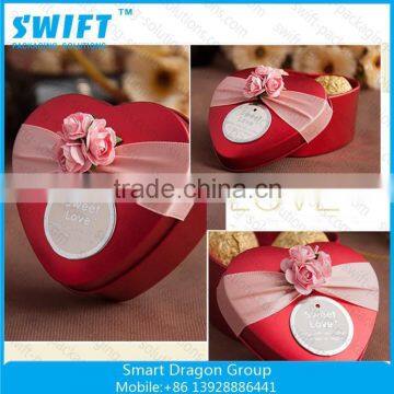 Red Heart Shaped Gift Tin Box For Wedding