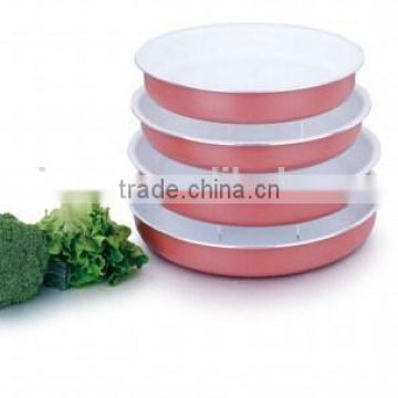 4PC PRESSED ALUMINUM ROUND TRAY SET