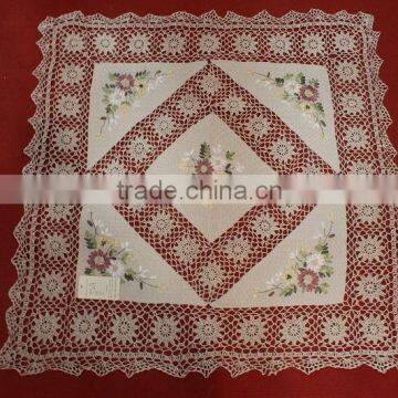 Handmade crochet with ribben embroidery table cloth tablecloths