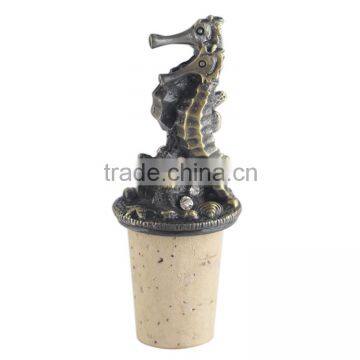 Zinc Alloy Painted Custom Novelty Seahorse Wine Bottle Stopper