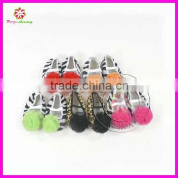 Girl's Baby Infant Crib Shoe Booties Animal Print with Rosette