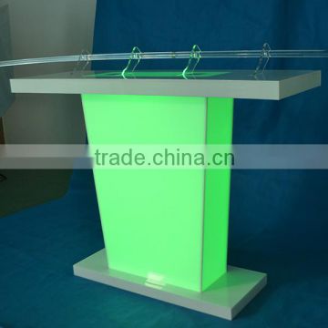 2015 new acrylic table lectern with different color light, high quality podium