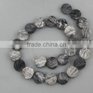 Wholesale network jasper coin shape gemstone loose bead