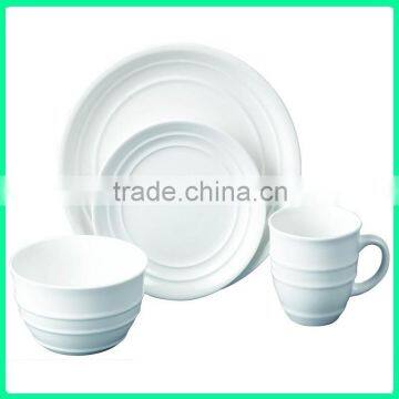 16 pcs embossed porcelain of dinnerware