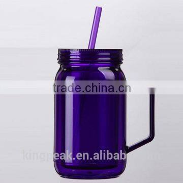 double wall beer mug with straw/double wall beer mug with handle