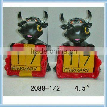 Black bull head with calendar