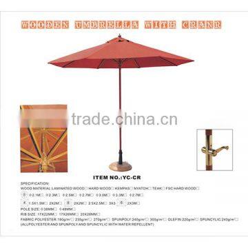 China outdoor wooden umbrella with crank