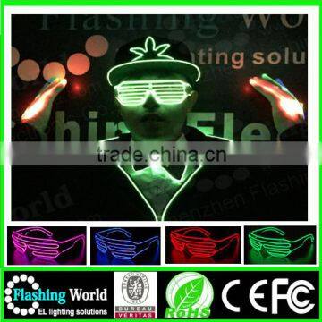 2016 Hot selling el wire sunglasses,customized flashing multi colour el wire flashing led sunglasses