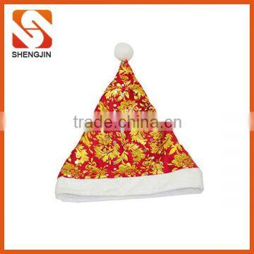 SJ-6913 Flower full print fleece santa christmas hat party decoration