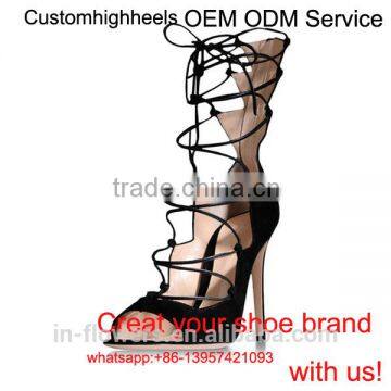 OEM ODM high quality custom made lace up ankle strap lady sandals