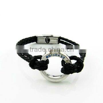 Magnetic clasp braided leather bracelet wholesale