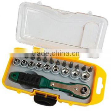 22pcs mini ratchet handle with bits and sockets tool set