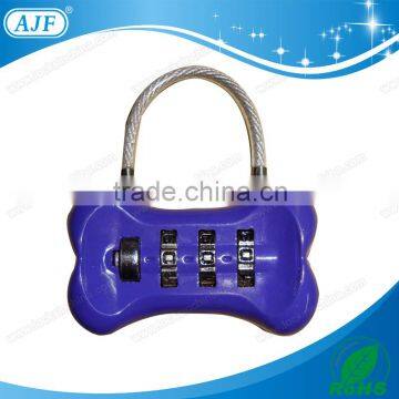 AJF promotional fashion dog bone shape combination padlocks for bags