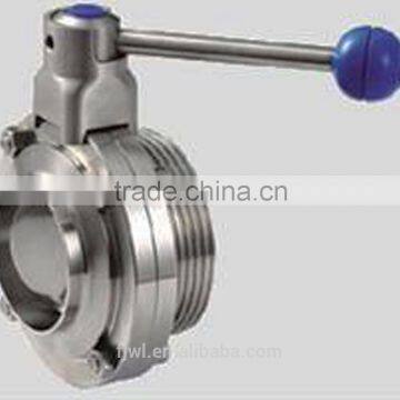 SS304/316L Food grade single threaded welded butterfly valve