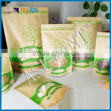 Mopp Material twist strong brown Kraft paper bag with Opposite the window/custom printing paper PE inside bag for candy