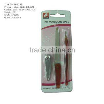 3PCS Best Quality Manicure Tools Nail File Set with Blister Card