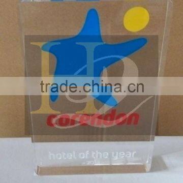 custom clear acrylic awards/trophies/plate with star logo