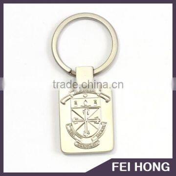 Custom logo design rectangle shield shape zamac keychain