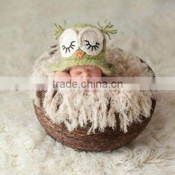 3-6 month size green sleeping fuzzy owl hat with earflapsFrom maddieloubeanies