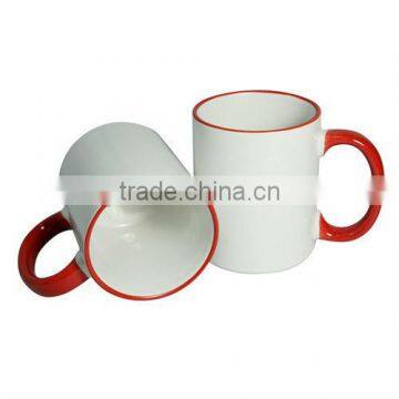 11OZ good quality sublimation coated mug with color on ring and rim