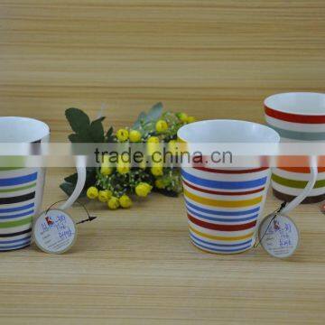 11OZ colorful circle decal printed coffee cups, shiny surface porcelain mug, KL5002-389