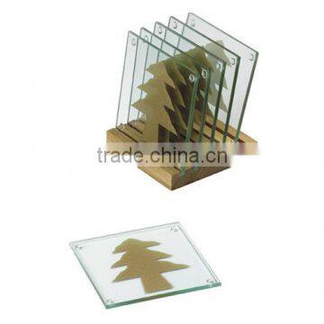 Handmade Blank Square Glass Coaster,table Mats With Christmas Tree Printed