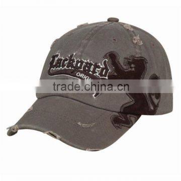 100% cotton washed worn-out golf cap with embroidery logo