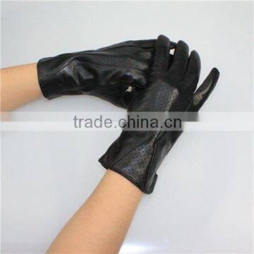 Fashion Genuine Leather Glove With Hollow Out Back