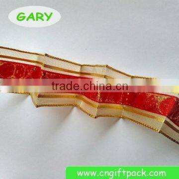 1-1/2" Gold and Red Wired Edge Outdoor Christmas Ribbon photo-3