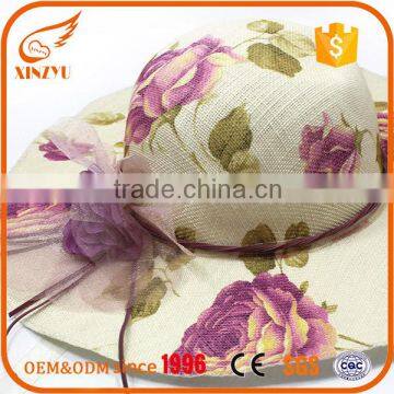 Wholesale promotional wide brim sombrero Women raffia straw hat