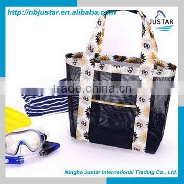 2016 Hot Summer Coolest Design Fashionable Nylon Mesh Beach Bag For Cool Laydies