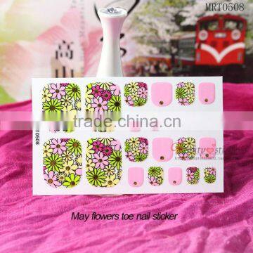 may flower toe sticker,water transfer nail stickers