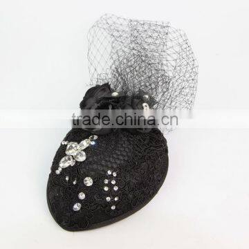 Modern Wedding Fascinator Black Rhinestone Headband Hats Women Brides Hair Accessories photo-2