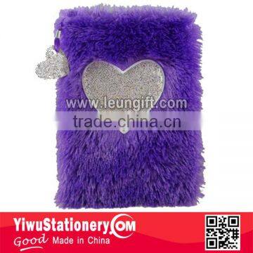 Embroider heart customized plush notebook