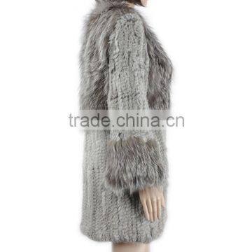 High Quality Knitted Fur Coat With Rabbit/silver Fox Fur/high Fashion Fur Style for Ladies KZ150105 photo-3
