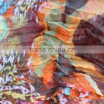 custom design leopard printed silk chiffon fabric