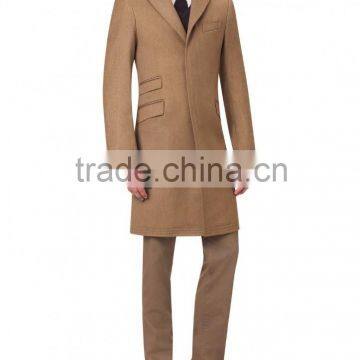 2015 new style 100% cashmere classic brown mens cashmere coat