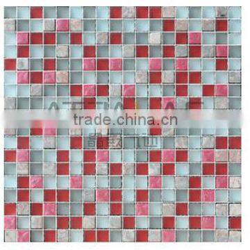 Indoor decoration glass mosaic tiles red glass mix stone mosaic tile