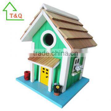 Hanging green wooden The Little Church Birdhouse
