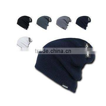 Black Cheap Wholesale Custom Pom Unisex Slouch Beanie Hat