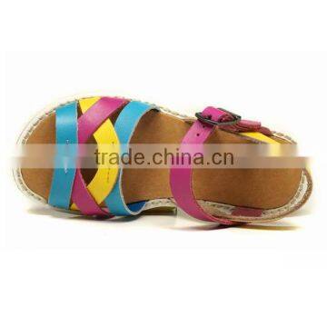 2016 Wholesale Custom New Fancy Designs Child Buckle Strap Leather Kids Flat Sandals for Girls