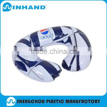 Factory EN71-1-2-3,ASTM Blue/White PVC Inflatable travel pillow ,u shape neck pillow case/memory foam neck pillows