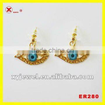 blue eyes design gold earrings for muslim wholesale